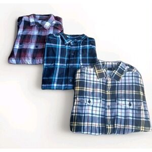 Lot of 3 American Eagle Flannel Shirts Mens Small S Classic Fit Plaid Soft Cozy